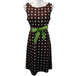 Elizabeth Howard sleeveless brown & cream midi dress